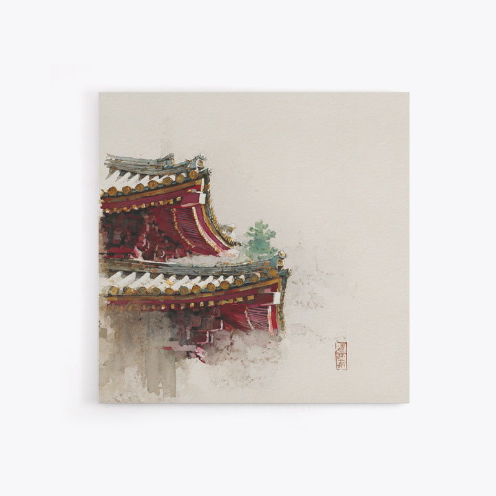 Temple Roof Detail Framed Canvas Print, Asian Inspired Art, Zen Wall Art, Living Room Decor, Fine Art, Harmony, Art Print, ASI-1x1-71