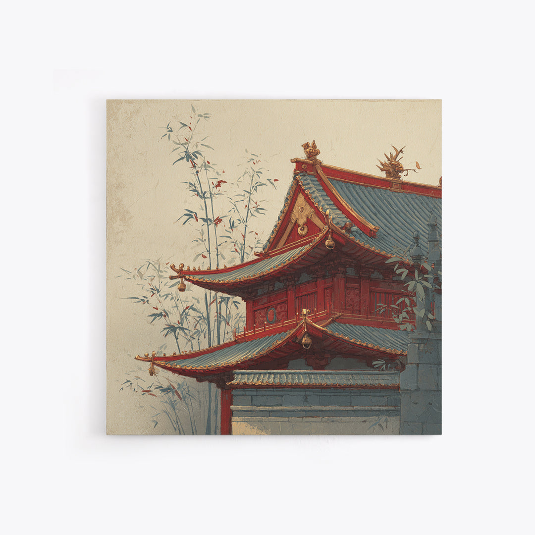 Temple Roof Detail Canvas Print, Asian Inspired Art, Neutral Decor, Living Room Decor, Fine Art, Harmony, Wall Art, Home Decor, ASI-1x1-95