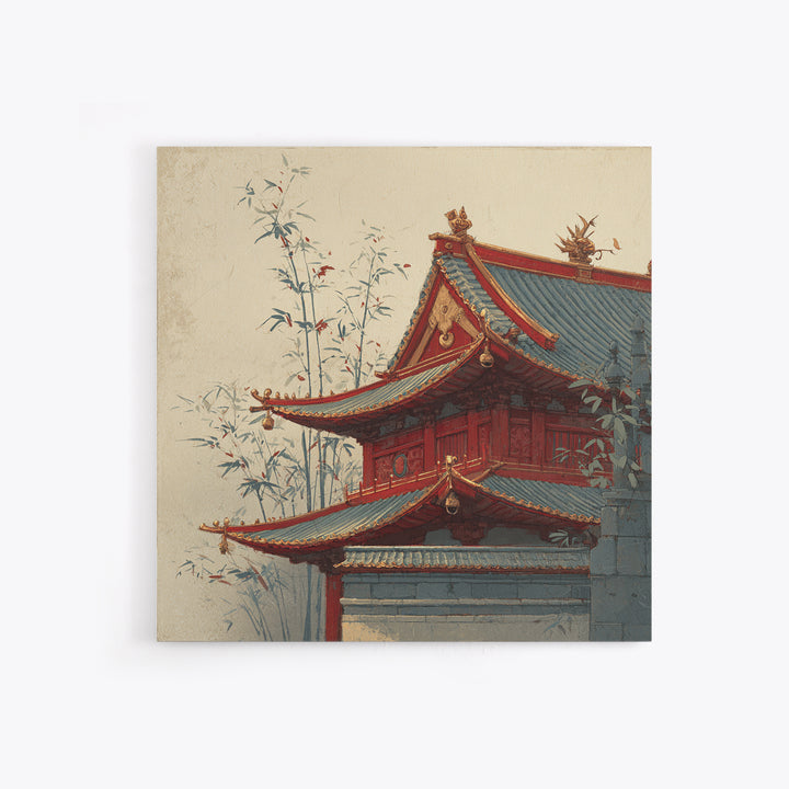 Temple Roof Detail Canvas Print, Asian Inspired Art, Neutral Decor, Living Room Decor, Fine Art, Harmony, Wall Art, Home Decor, ASI-1x1-95