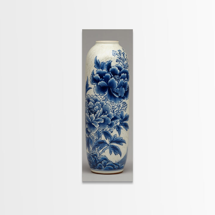 Blue and White Porcelain Vase Canvas Print, Asian Inspired Art, Fine Art Print, Living Room Decor, Abstract Art, Harmony, ASI-1x3-57