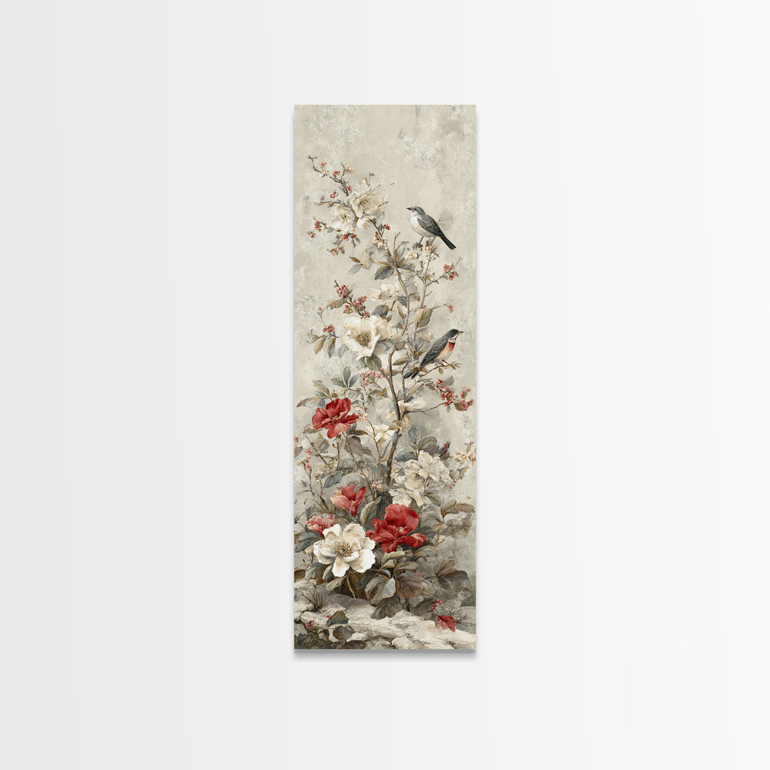 Fan Shaped Composition of Blossoms and Birds Canvas Print, Asian Inspired Art, Art Print, Living Room Decor, Fine Art, Harmony, ASI-1x3-77