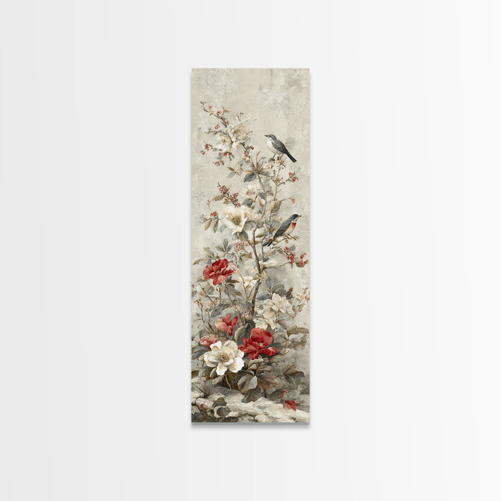 Fan Shaped Composition of Blossoms and Birds Canvas Print, Asian Inspired Art, Art Print, Living Room Decor, Fine Art, Harmony, ASI-1x3-77