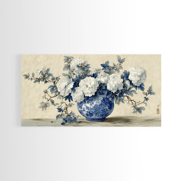 Blue and White Porcelain Vase Canvas Print, Asian Inspired Art, Contemporary Art, Living Room Decor, Fine Art, Harmony, ASI-2x1-41