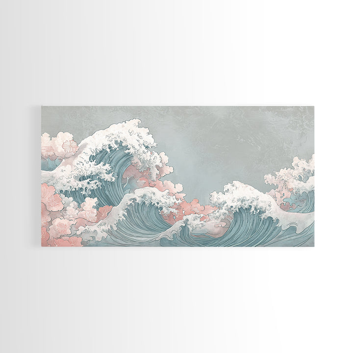 Hokusai Ocean Wave Without Copying the Original Canvas Print, Asian Inspired Art, Statement Artwork, Living Room Decor, Harmony, ASI-2x1-42