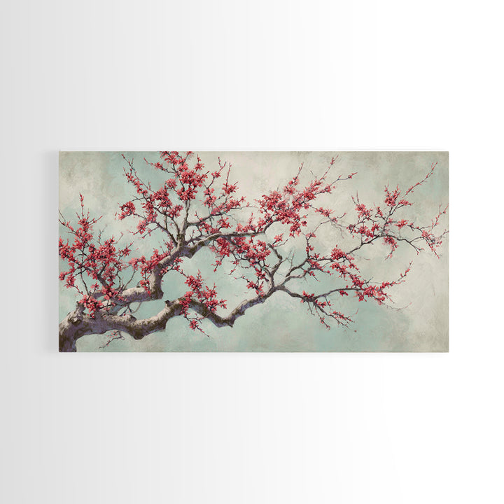 Cherry Blossom Branch Canvas Print, Asian Inspired Art, Japanese Art, Living Room Decor, Watercolor Art, Harmony, ASI-2x1-47