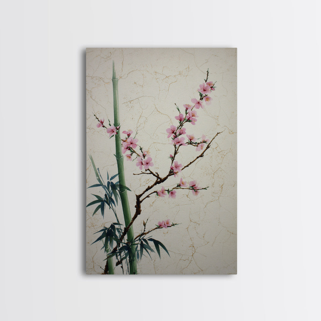 Cherry Blossom Branch Canvas Print, Asian Inspired Art, Asian Wall Art, Living Room Decor, Fine Art, Harmony, Minimalist Decor, ASI-2x3-11
