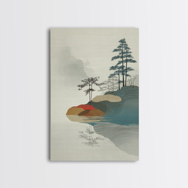 Zen Rock Garden Abstraction Framed Canvas Print, Asian Inspired Art, Textured Painting, Living Room Decor, Fine Art, Harmony, ASI-2x3-22