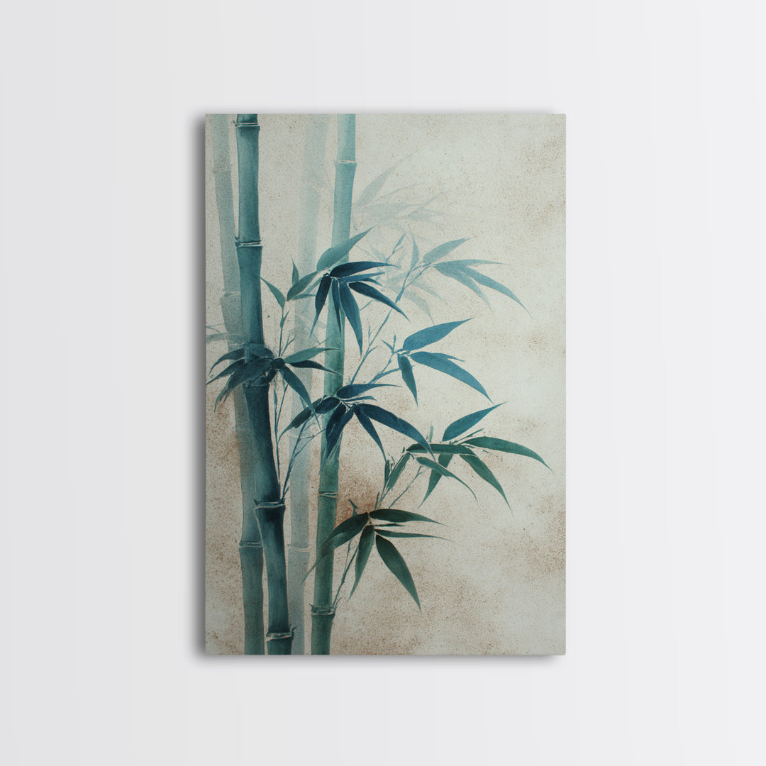 Minimal Bamboo Stalks Framed Canvas Print, Asian Inspired Art, Statement Artwork, Living Room Decor, Fine Art, Harmony, ASI-2x3-4