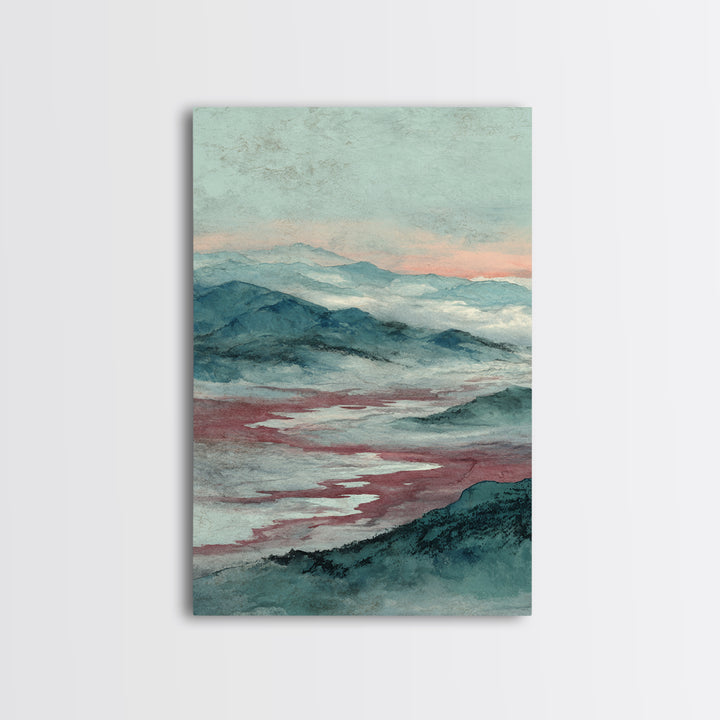 Japanese Ink Landscape Framed Canvas Print, Asian Inspired Art, Wall Art, Living Room Decor, Fine Art, Harmony, Bird Art, ASI-2x3-60