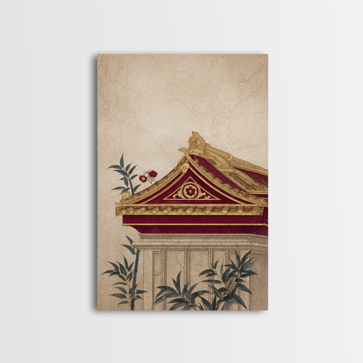Temple Roof Detail Canvas Print, Asian Inspired Art, Poster, Living Room Decor, Harmony, Japandi Wall Art, Farmhouse Wall Art, ASI-2x3-79