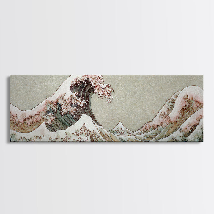 Hokusai Ocean Wave Without Copying the Original Canvas Print, Asian Inspired Art, Asian Art, Living Room Decor, Harmony, ASI-3x1-14