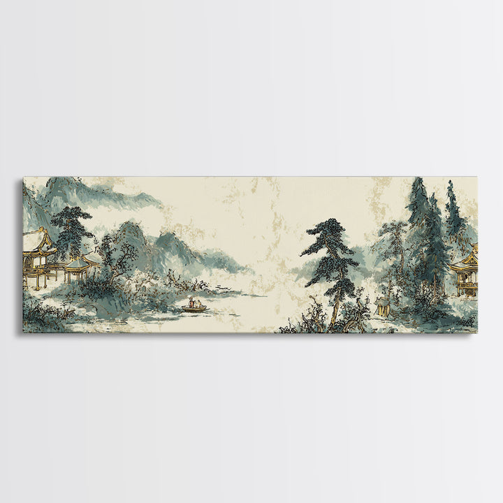 Temple Roof Detail Framed Canvas Print, Asian Inspired Art, Room Decor, Living Room Decor, Fine Art, Harmony, Printable Art, ASI-3x1-63