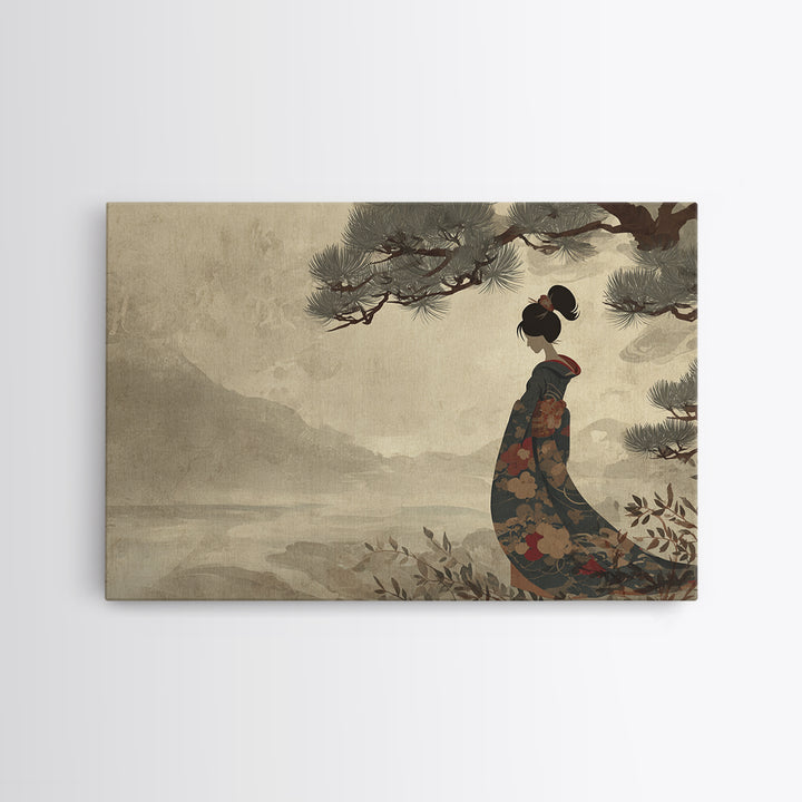 Elegant Geisha Portrait Framed Canvas Print, Asian Inspired Art, Japanese Art, Living Room Decor, Oil Painting, Harmony, ASI-3x2-10
