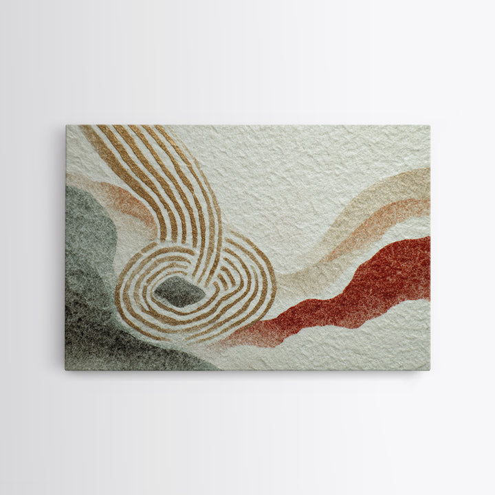 Zen Rock Garden Abstraction Framed Canvas Print, Asian Inspired Art, Printable Art, Living Room Decor, Watercolor Art, Harmony, ASI-3x2-18
