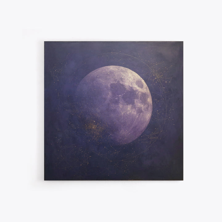 Lunar Phase Composition Canvas Print, Astrology Art, Astrology Wall Art, Living Room Decor, Watercolor Art, Zodiac, AST-1x1-13