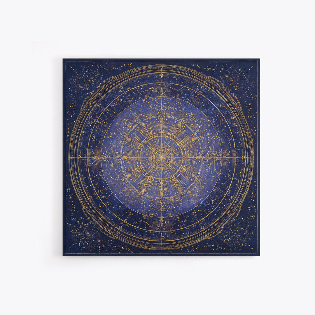 Retro Horoscope Chart Framed Canvas Print, Astrology Art, Wall Decor, Living Room Decor, Fine Art, Zodiac, Home Decor, AST-1x1-21