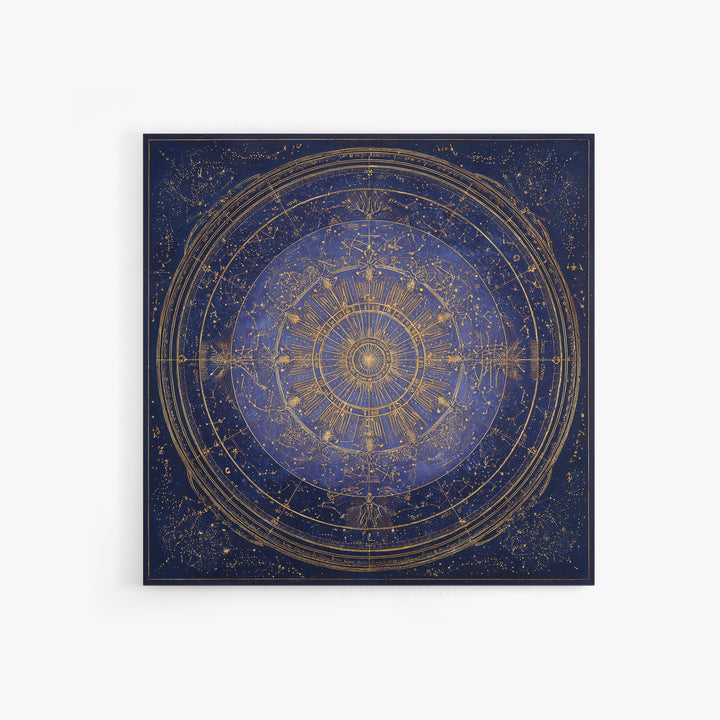 Retro Horoscope Chart Framed Canvas Print, Astrology Art, Wall Decor, Living Room Decor, Fine Art, Zodiac, Home Decor, AST-1x1-21