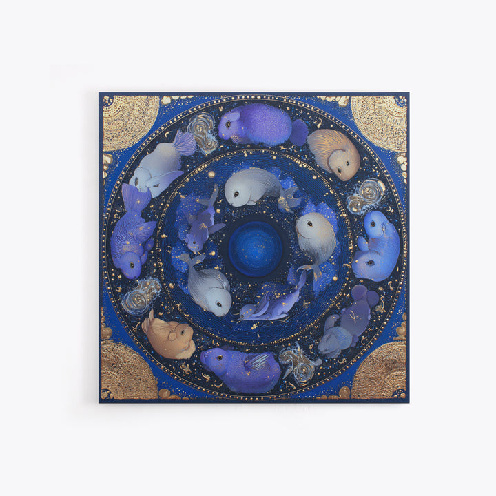 Twelve Zodiac Animals Arranged Framed Canvas Print, Astrology Art, Digital Wall Art, Living Room Decor, Oil Painting, Zodiac, AST-1x1-28