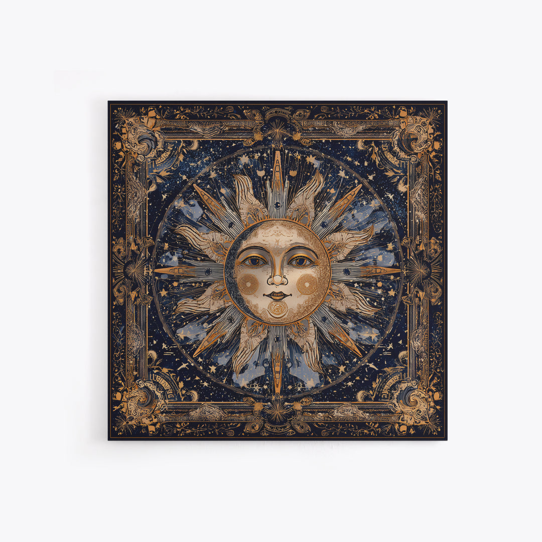 Sun and Moon Faces Canvas Print, Astrology Art, Modern Decor, Living Room Decor, Oil Painting, Zodiac, Art Print, Digital Art, AST-1x1-5