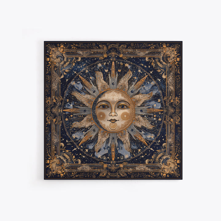 Sun and Moon Faces Canvas Print, Astrology Art, Modern Decor, Living Room Decor, Oil Painting, Zodiac, Art Print, Digital Art, AST-1x1-5