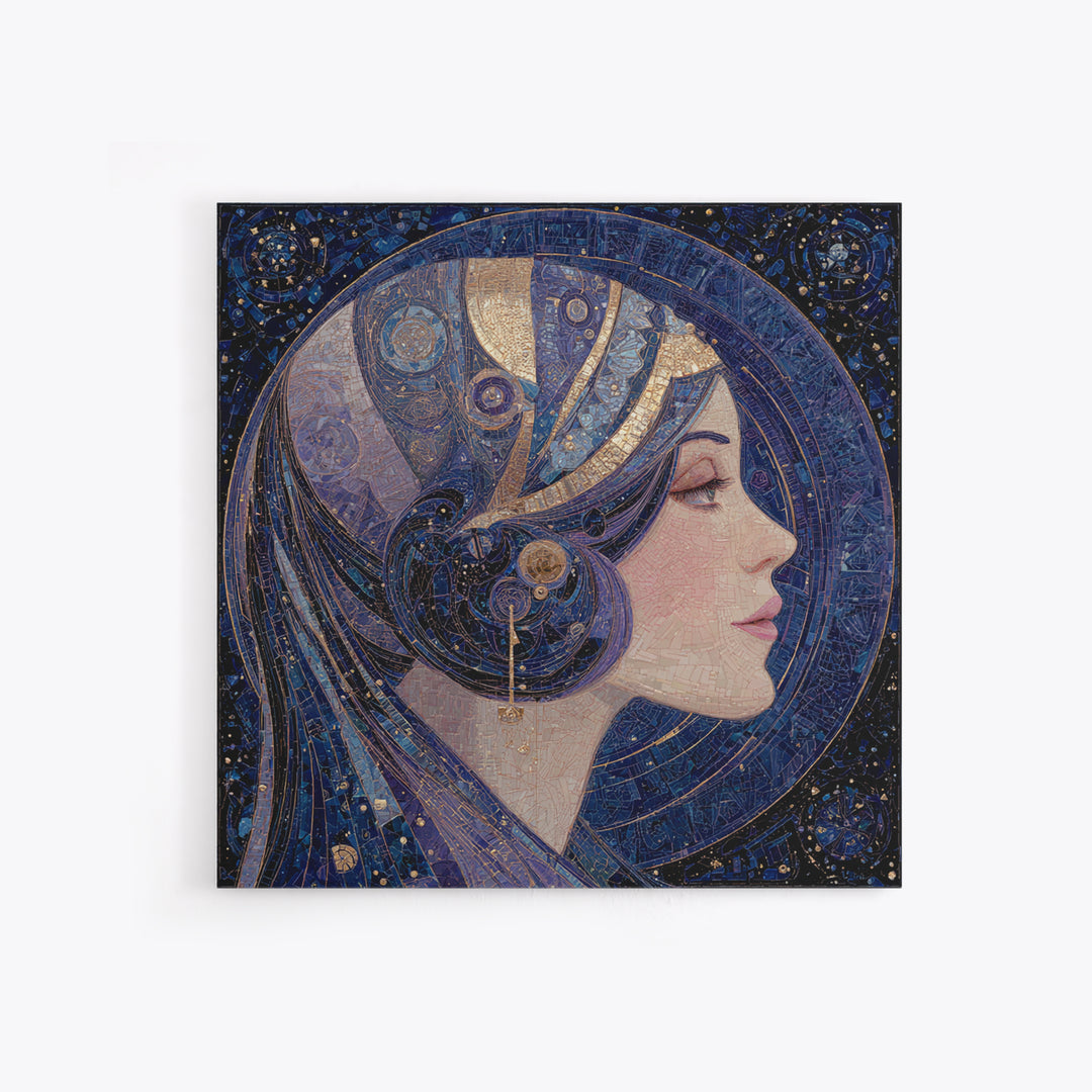 Art Nouveau Zodiac Woman Framed Canvas Print, Astrology Art, Leo Wall Art, Living Room Decor, Fine Art, Zodiac, AST-1x1-72