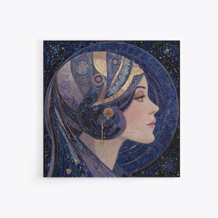Art Nouveau Zodiac Woman Framed Canvas Print, Astrology Art, Leo Wall Art, Living Room Decor, Fine Art, Zodiac, AST-1x1-72