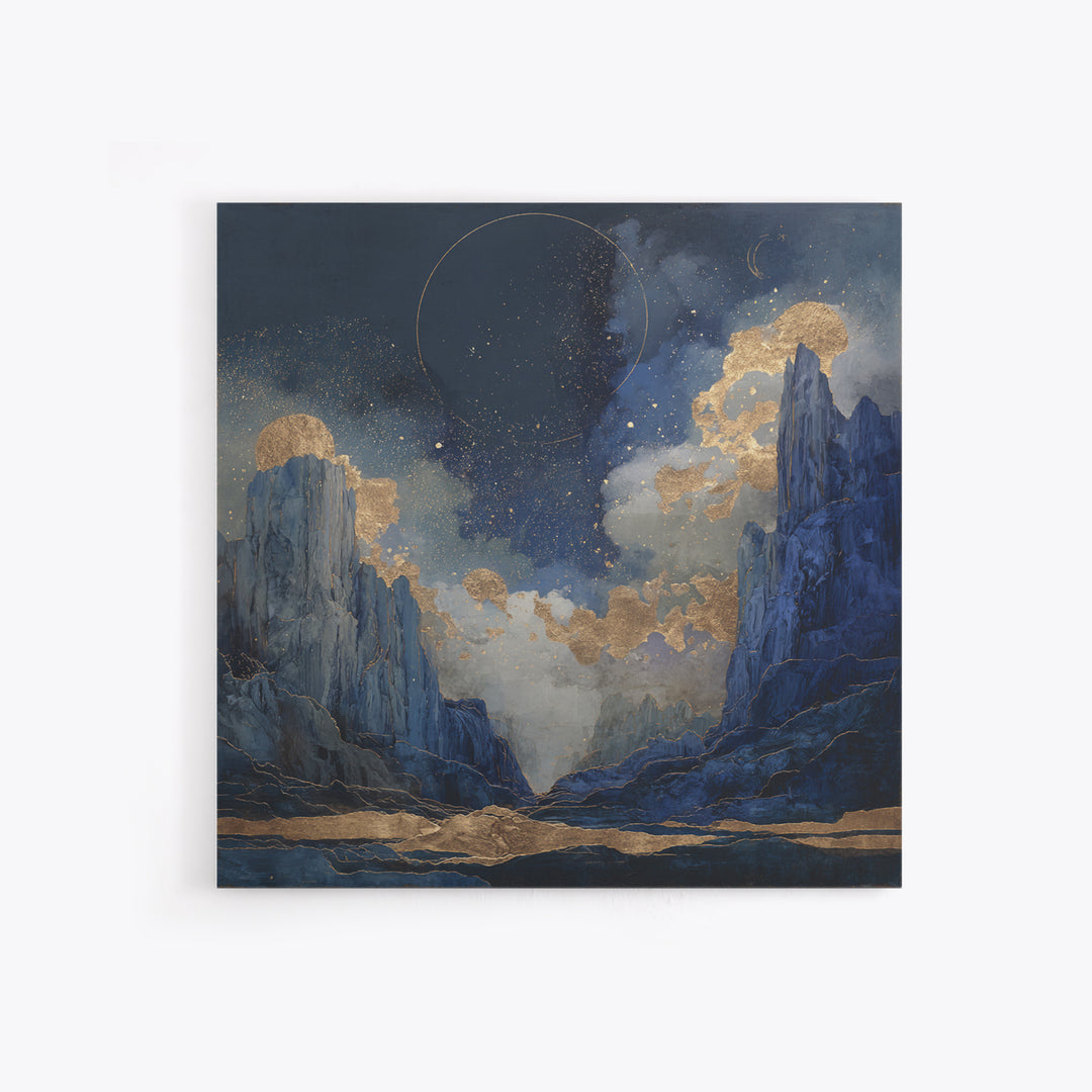 Ram Constellation Above Desert Cliffs at Night Framed Canvas Print, Astrology Art, Modern Decor, Living Room Decor, Zodiac, AST-1x1-80