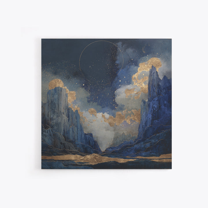 Ram Constellation Above Desert Cliffs at Night Framed Canvas Print, Astrology Art, Modern Decor, Living Room Decor, Zodiac, AST-1x1-80