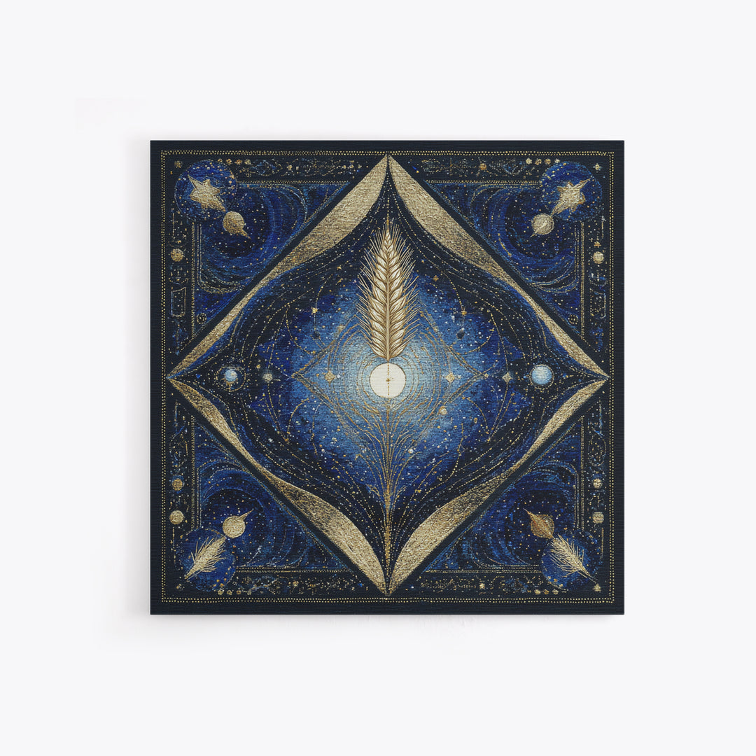 Virgo Maiden with Wheat and Blue Night Canvas Print, Astrology Art, Wall Decor, Living Room Decor, Fine Art, Zodiac, Home Decor, AST-1x1-90