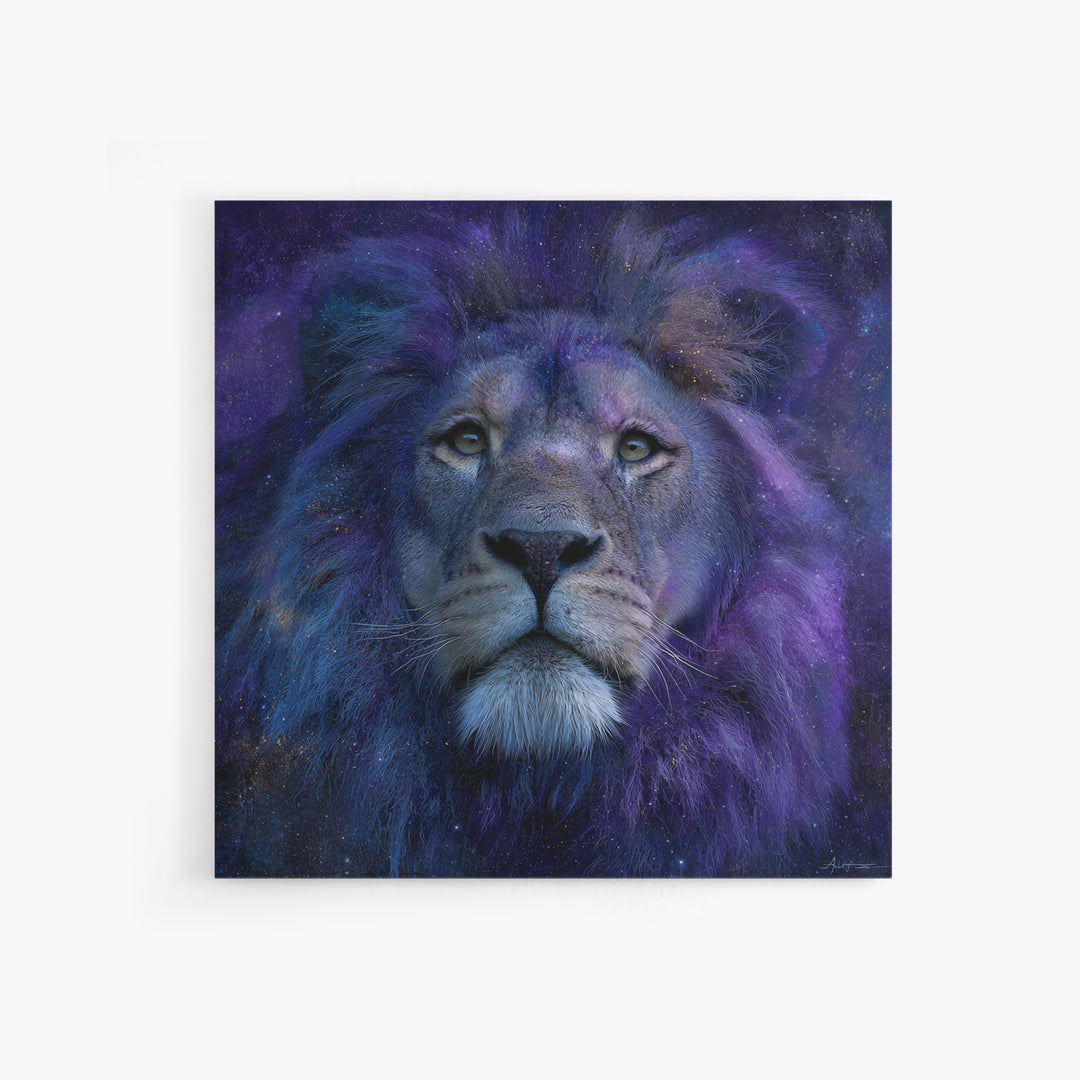 Celestial Lion Portrait Formed from Star Patterns Canvas Print, Astrology Art, Textured Painting, Living Room Decor, Zodiac, AST-1x1-98