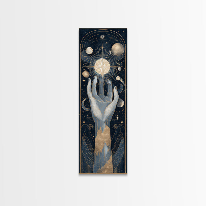 Tarot Cosmic Hand Holding a Glowing Star Canvas Print, Astrology Art, Wall Decor, Living Room Decor, Fine Art, Zodiac, AST-1x3-18