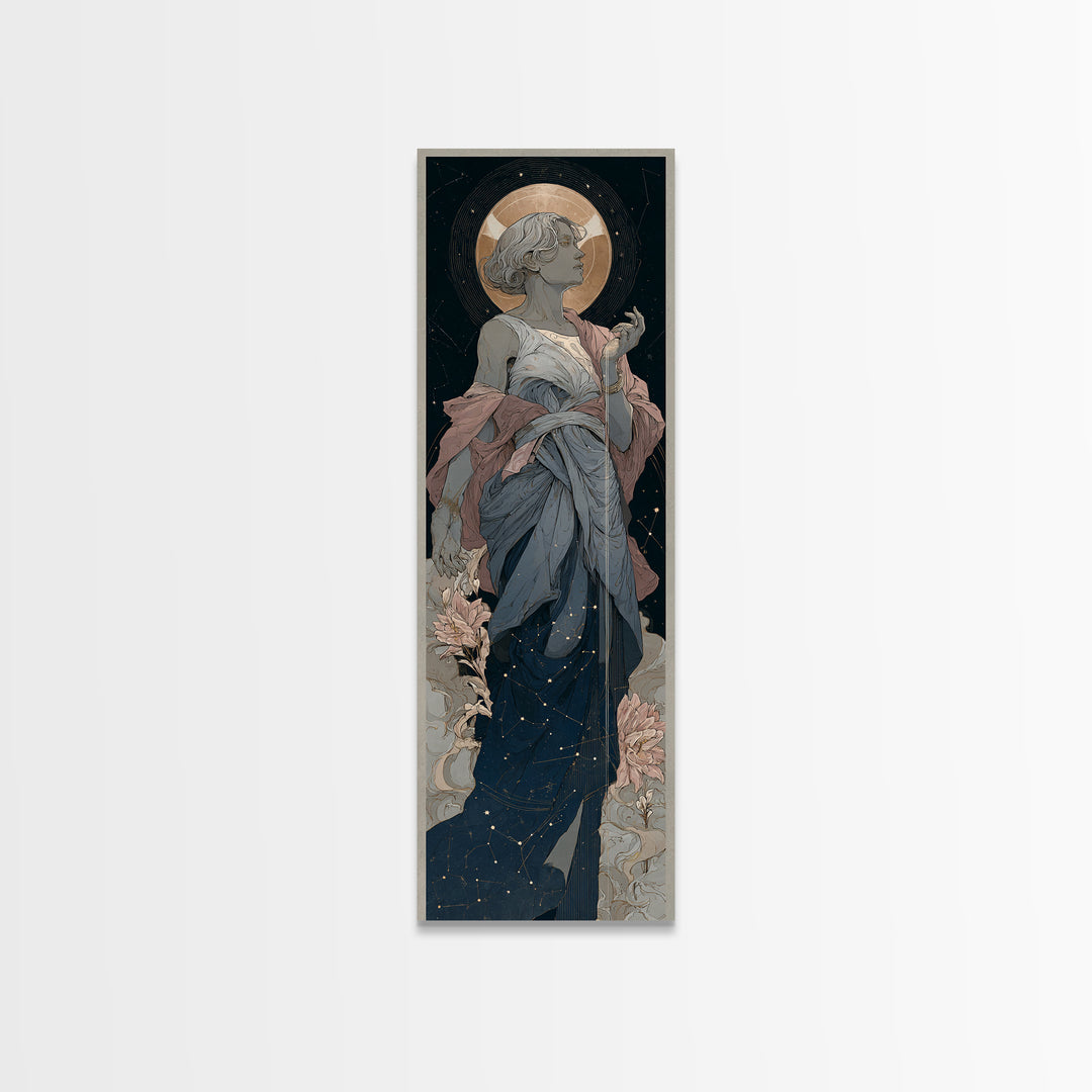 Water Bearer Figure Pouring a River of Canvas Print, Astrology Art, Astrology Gifts, Living Room Decor, Oil Painting, Zodiac, AST-1x3-27