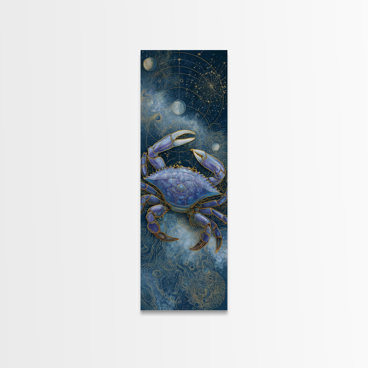 Celestial Crab under Glowing Ocean Moonlight Canvas Print, Astrology Art, Minimalist Decor, Living Room Decor, Zodiac, AST-1x3-4