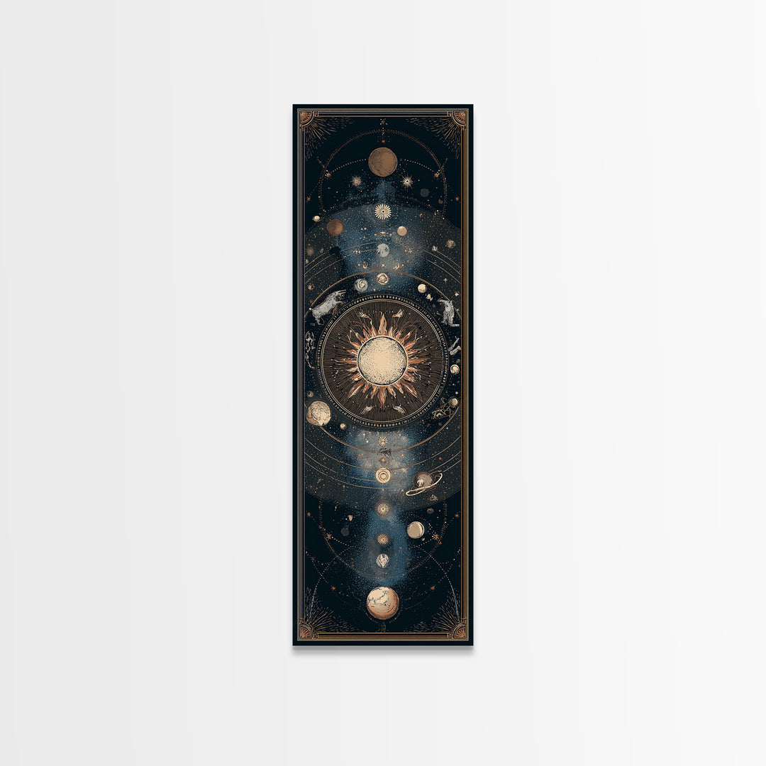 Twelve Zodiac Animals Arranged Canvas Print, Astrology Art, Cat Art, Living Room Decor, Fine Art, Zodiac, Zodiac Wall Art, AST-1x3-40