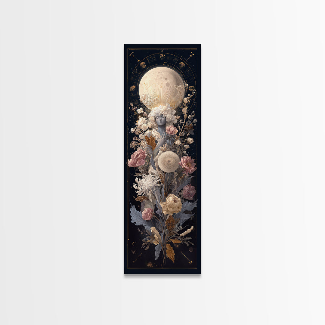 Astrological Botanical Wreath Framed Canvas Print, Astrology Art, Gallery Decor, Living Room Decor, Fine Art, Zodiac, AST-1x3-71