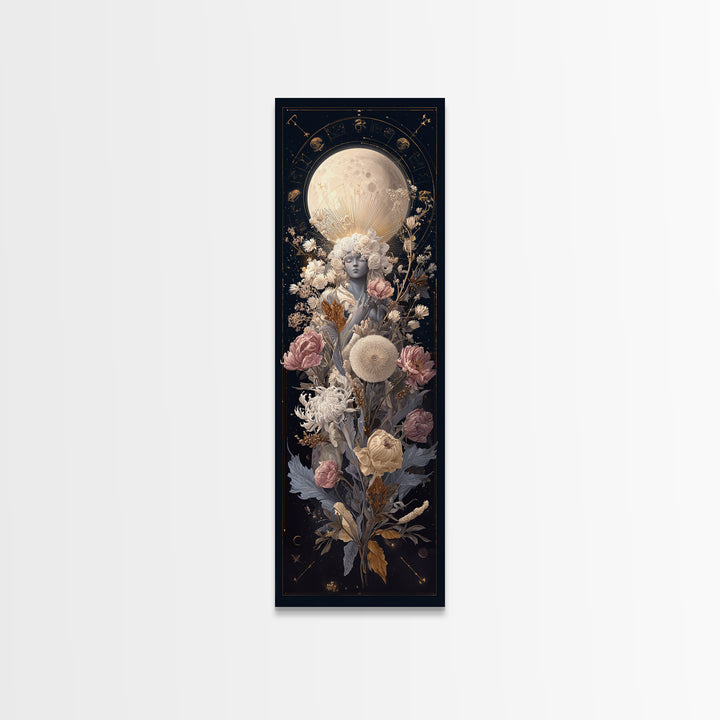 Astrological Botanical Wreath Framed Canvas Print, Astrology Art, Gallery Decor, Living Room Decor, Fine Art, Zodiac, AST-1x3-71