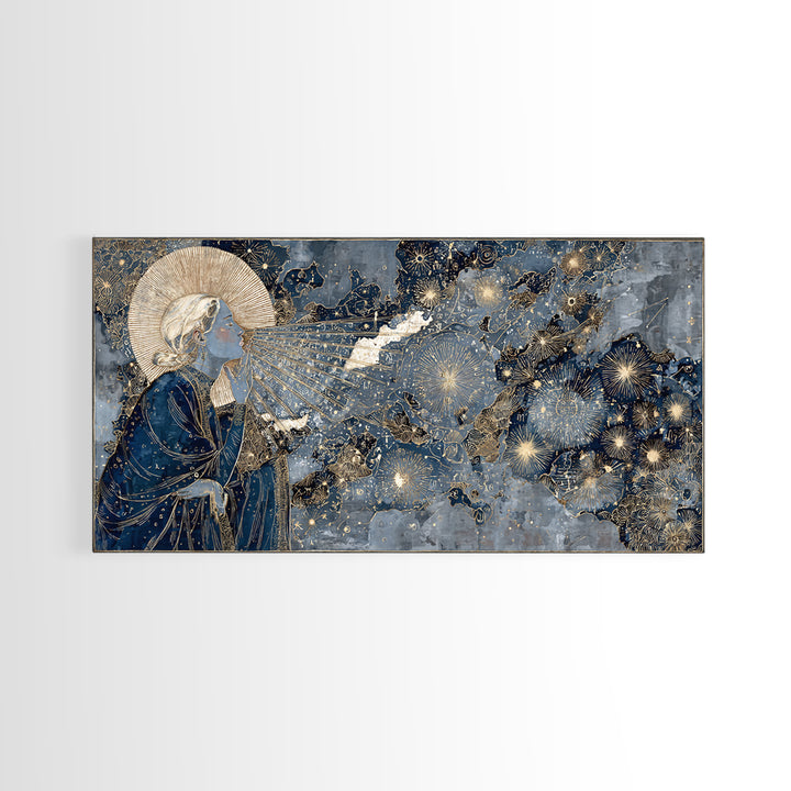 Art Nouveau Zodiac Woman Framed Canvas Print, Astrology Art, Fine Art Print, Living Room Decor, Fine Art, Zodiac, Digital Art, AST-2x1-20