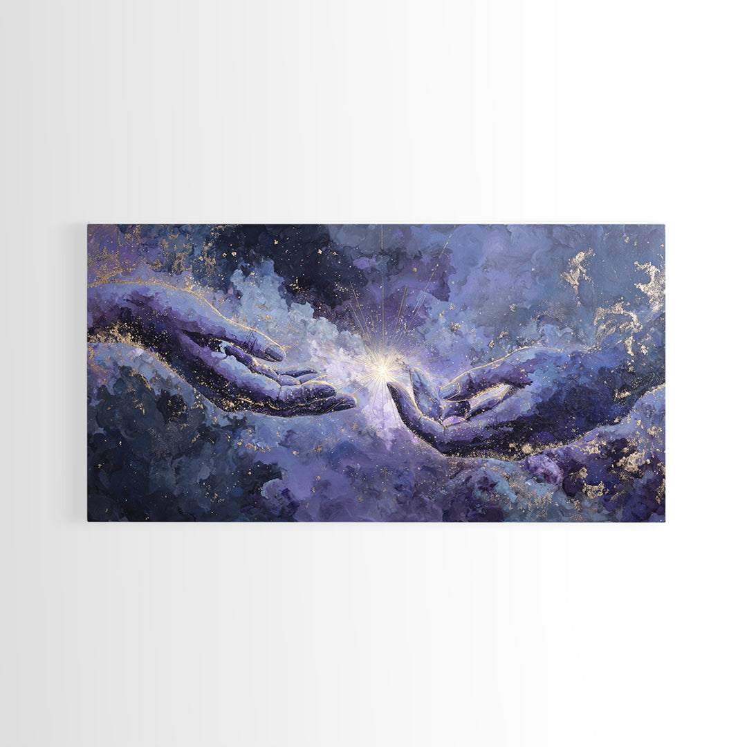 Tarot Cosmic Hand Holding a Glowing Star Canvas Print, Astrology Art, Astrology, Living Room Decor, Watercolor Art, Zodiac, AST-2x1-98