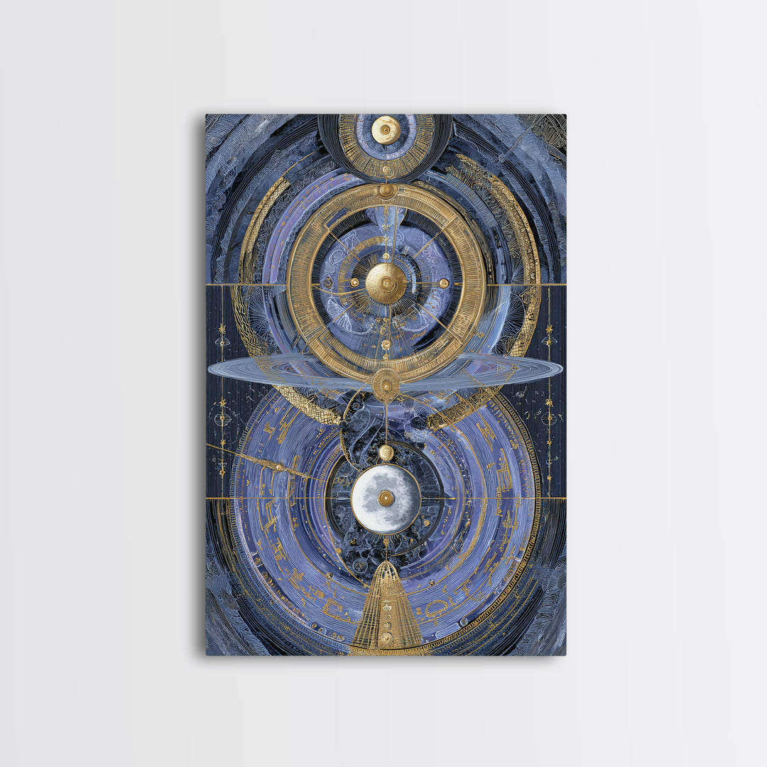 Planetary Still Life Framed Canvas Print, Astrology Art, Digital Art, Living Room Decor, Fine Art, Zodiac, Celestial Wall Art, AST-2x3-100