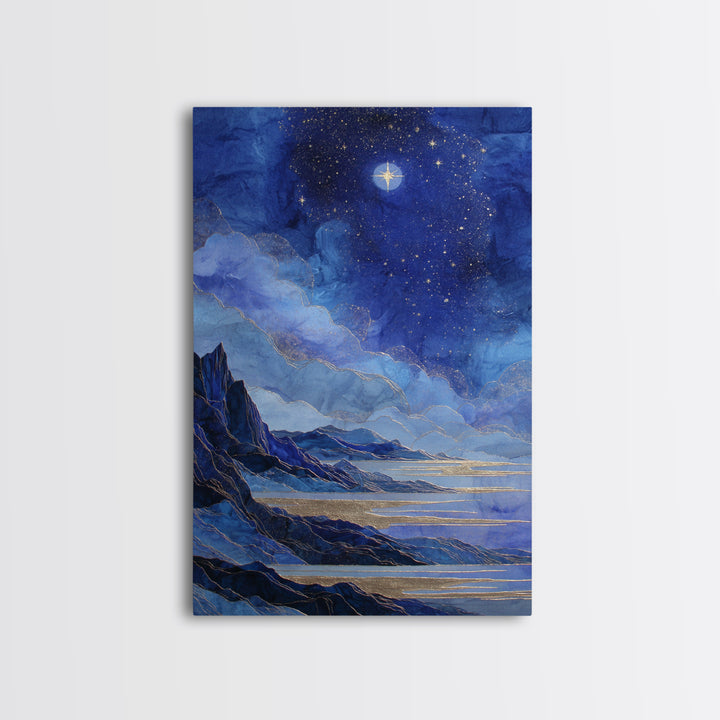 Ram Constellation Above Desert Cliffs at Night Canvas Print, Astrology Art, Gallery Decor, Living Room Decor, Fine Art, Zodiac, AST-2x3-16