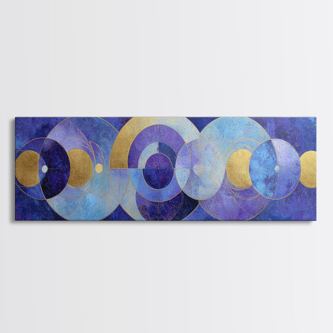 Celestial Twins Surrounded by Mirrored Moons Canvas Print, Astrology Art, Leo Wall Art, Living Room Decor, Abstract Art, Zodiac, AST-3x1-25