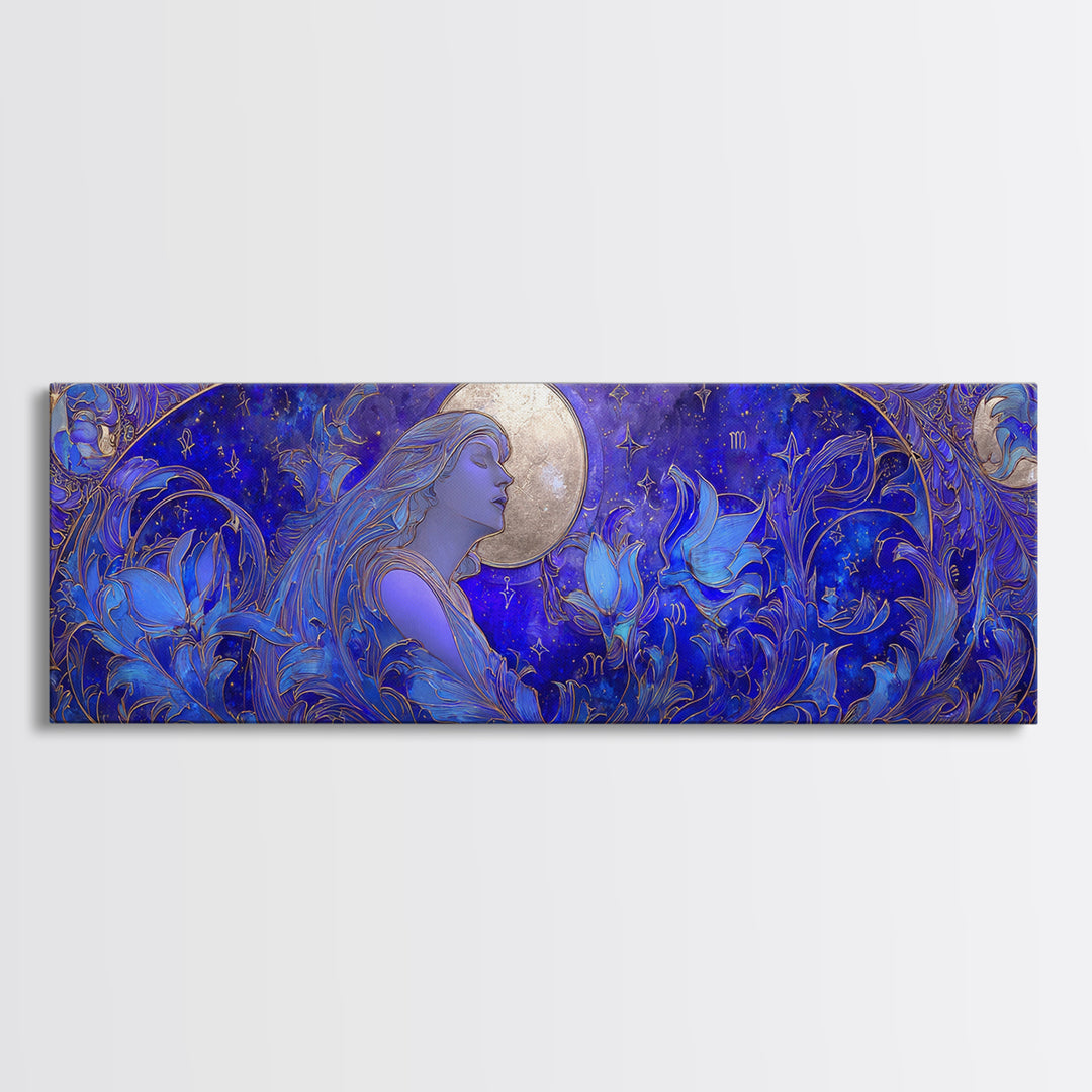 Art Nouveau Zodiac Woman Canvas Print, Astrology Art, Wall Decor, Living Room Decor, Fine Art, Zodiac, Home Decor, Poster, AST-3x1-40