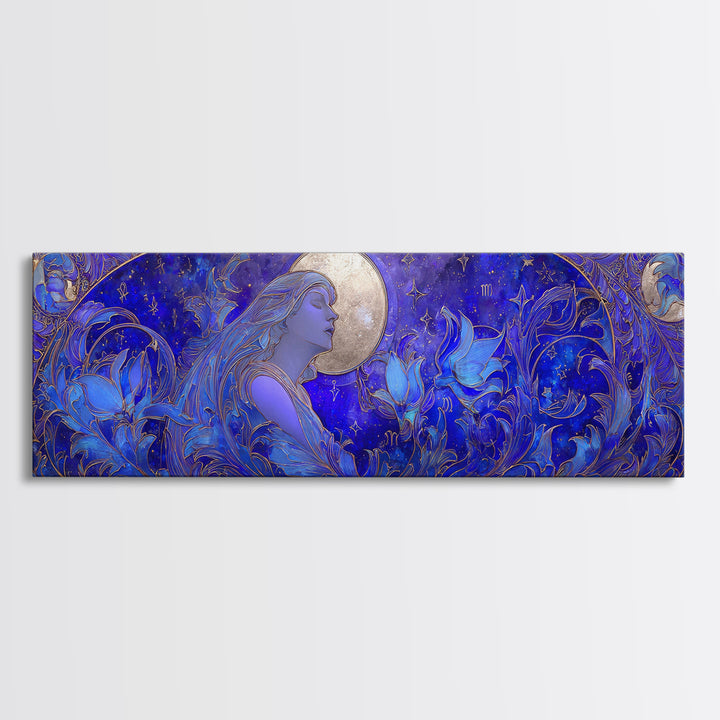 Art Nouveau Zodiac Woman Canvas Print, Astrology Art, Wall Decor, Living Room Decor, Fine Art, Zodiac, Home Decor, Poster, AST-3x1-40