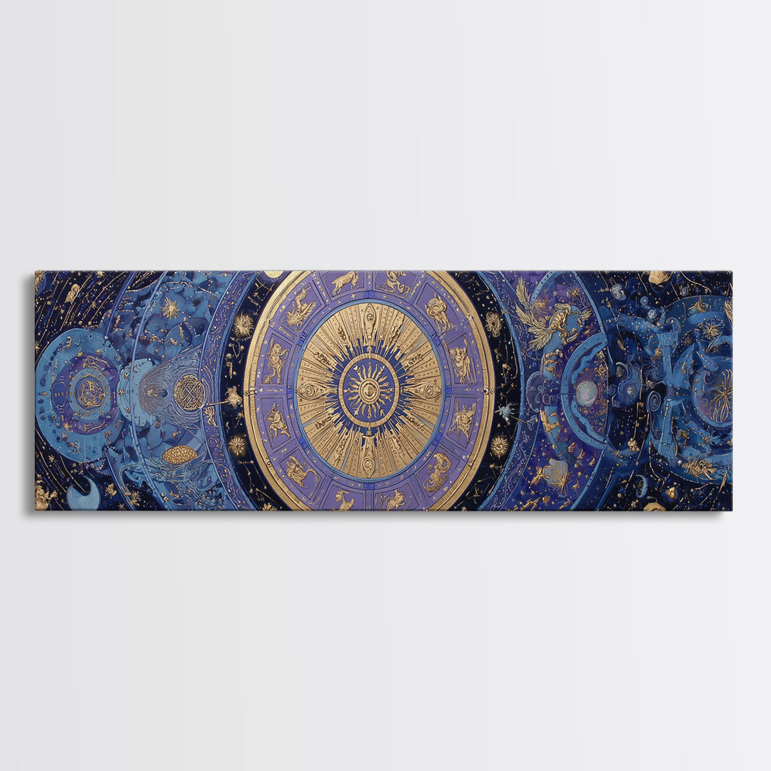 Twelve Zodiac Animals Arranged Framed Canvas Print, Astrology Art, Neutral Decor, Living Room Decor, Fine Art, Zodiac, AST-3x1-44