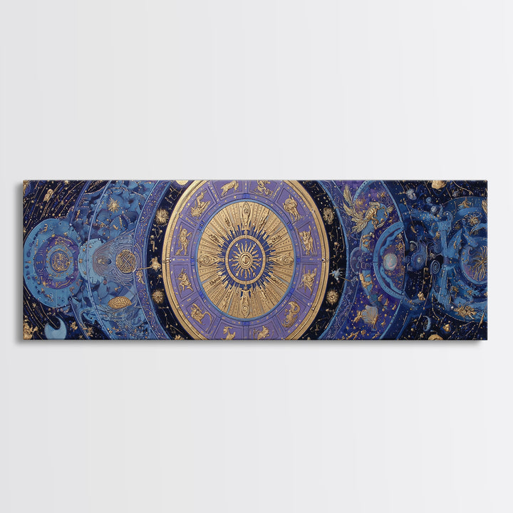 Twelve Zodiac Animals Arranged Framed Canvas Print, Astrology Art, Neutral Decor, Living Room Decor, Fine Art, Zodiac, AST-3x1-44
