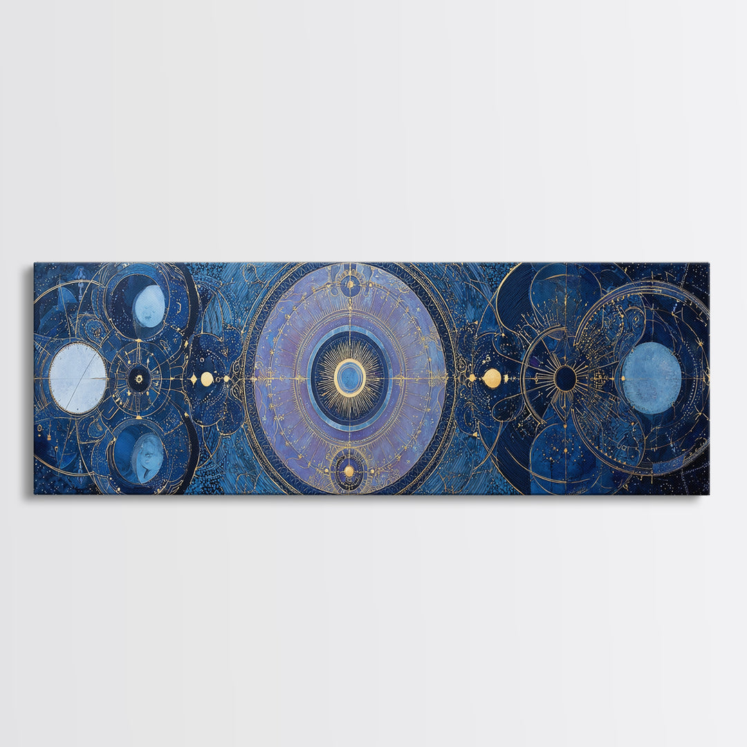 Birth Chart Geometry Framed Canvas Print, Astrology Art, Digital Wall Art, Living Room Decor, Fine Art, Zodiac, Astronomy Art, AST-3x1-47