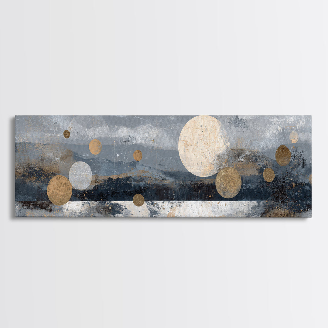 Lunar Phase Composition Framed Canvas Print, Astrology Art, Astronomy Print, Living Room Decor, Fine Art, Zodiac, AST-3x1-77