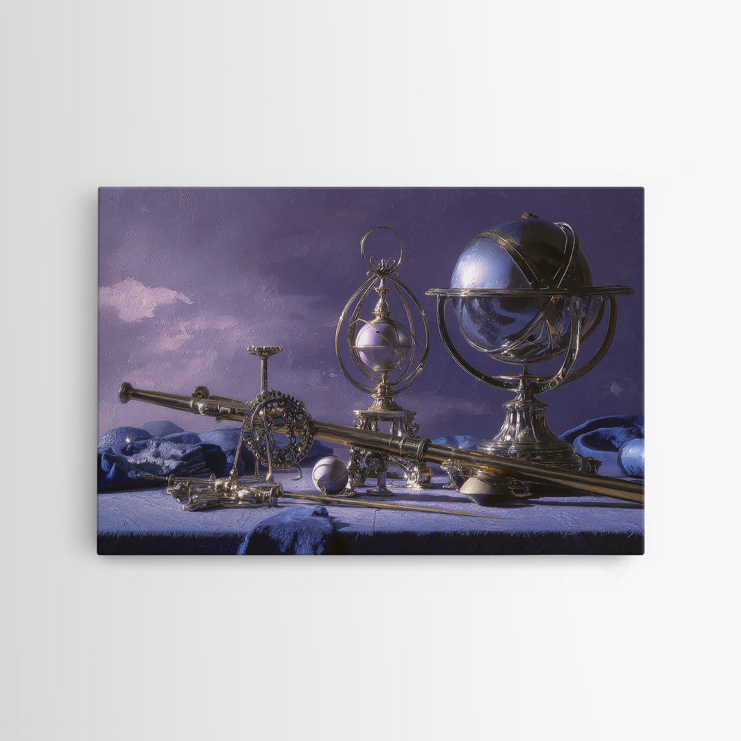 Planetary Still Life Canvas Print, Astrology Art, Contemporary Art, Living Room Decor, Fine Art, Zodiac, Boho Decor, Cat Art, AST-3x2-72