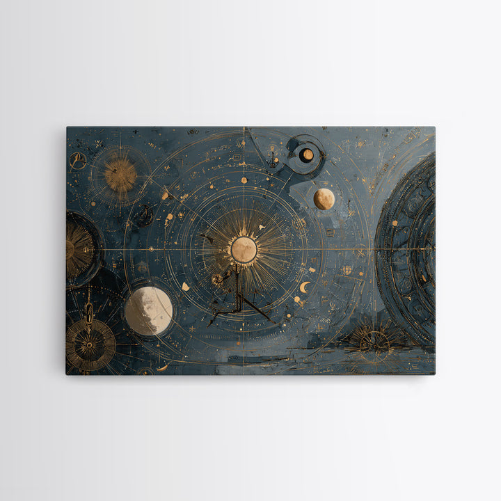 Planetary Still Life Framed Canvas Print, Astrology Art, Digital Art, Living Room Decor, Fine Art, Zodiac, Celestial Wall Art, AST-3x2-96