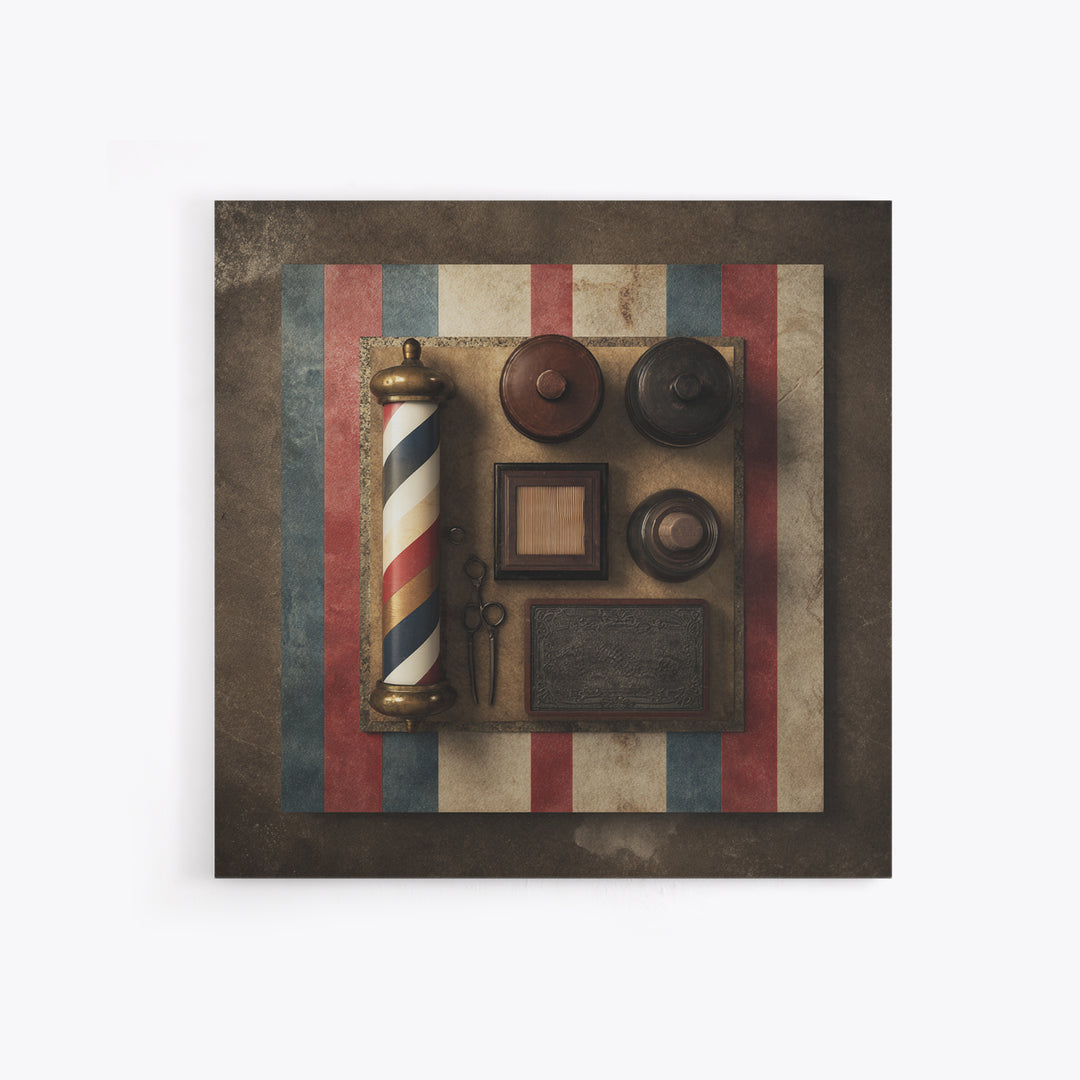 Red White and Blue Stripe Abstraction from Canvas Print, Barbershop Art, Home Decor, Barbershop Decor, Abstract Art, Grooming, BAA-1x1-89